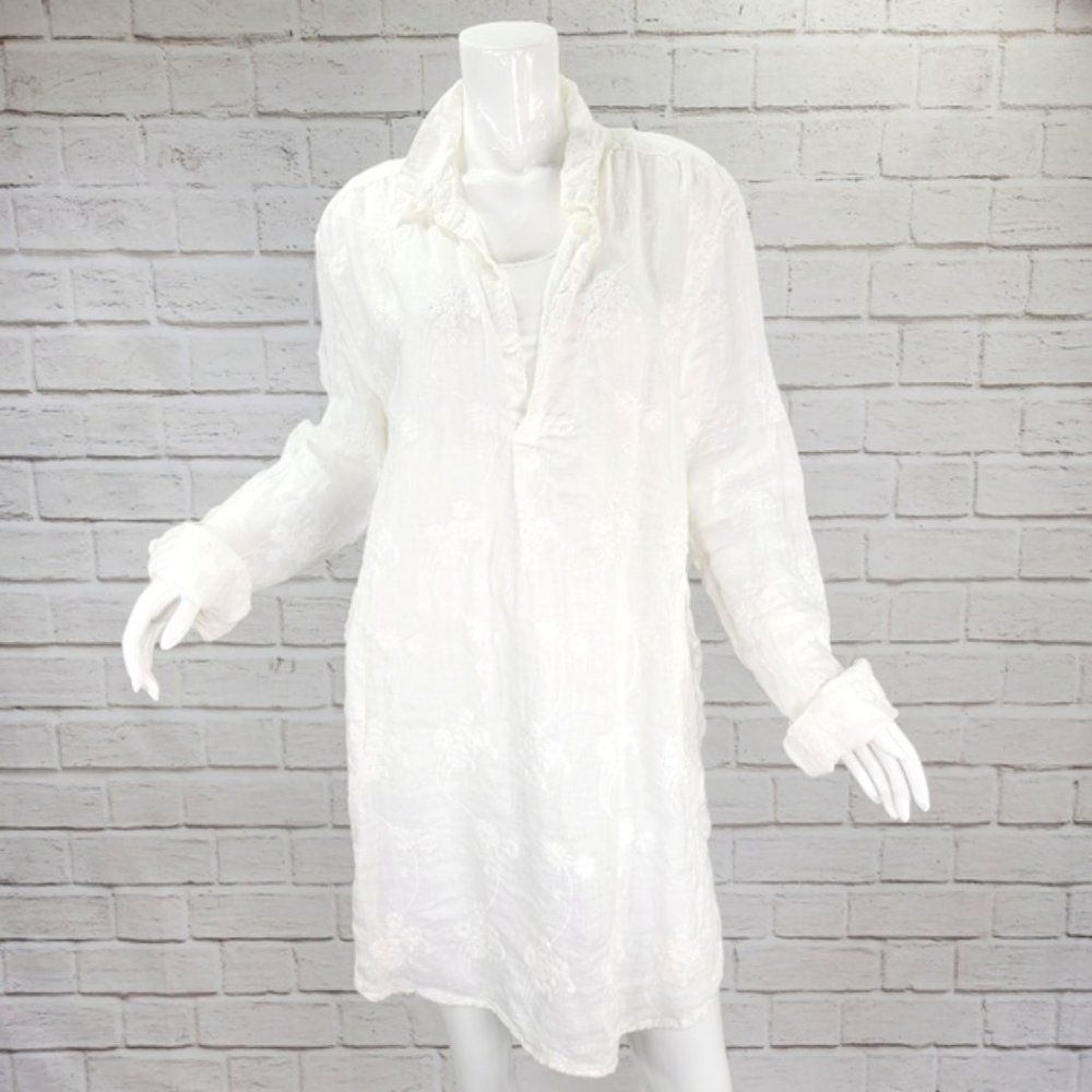 NWOT! CP Shades 100% Linen Embroidered "Teton" Tunic/Dress White Size:XL